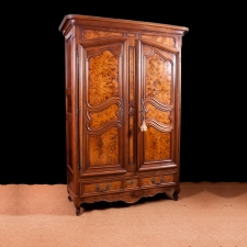 French Armoire in Walnut with Burled Panels, c.1750