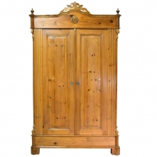 Louis Philippe Armoire in Pine with Carved Bonnet, Germany, circa 1850