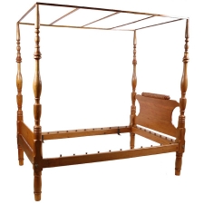 American Sheraton Four-Poster Bed in Pine and Poplar, c. 1815