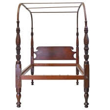 American Four Poster "Field" Bed w/ Arched Canopy, Carved & Turned Posts, c 1815
