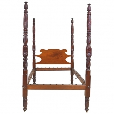 American Empire Four Poster Bed with Acanthus Carvings, circa 1820