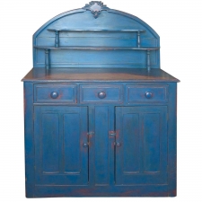 English Cupboard in Pine with Blue Paint, circa 1880