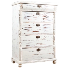 Antique Swedish Tall Chest of Drawers in Pine, with newly distressed paint, c. late 1800's
