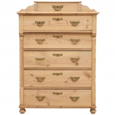 Tall Swedish Chest in Pine with Six Drawers, circa 1870