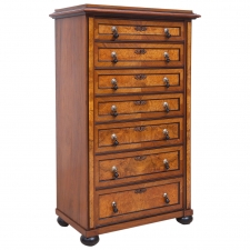 Tall Chest of Drawers or Semainier in Figured Walnut