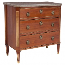 Gustavian Style Mahogany Chest of Drawers with Brass Moldings