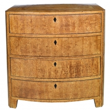 19th Century Empire Bow-Front Chest in Burled Olivewood and Ebony