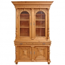 Large Pine Belle Époque Bookcase or Cupboard from Bohemia