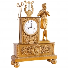 French Empire Mantle Clock in Bronze Doré, c. 1800