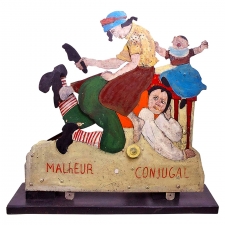 19th Century French Mechanical Carnival Toy "Marital Strife"