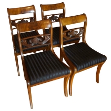 Set of Four Biedermeier Dining Chairs in Mahogany, c. 1825
