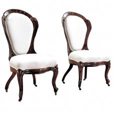 Pair of Upholstered Salon Chairs by John Henry Belter, c. 1844