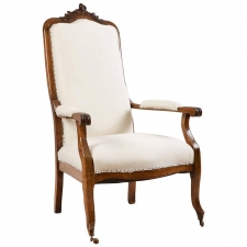 French Antique Louis Philippe Style Armchair in Walnut, c. 1870