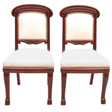 Pair of Baltic Empire-Style Chairs in Mahogany with Upholstery, c. 1910