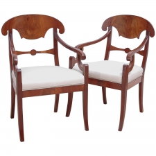 Pair of Karl Johan Mahogany Arm Chairs, circa 1830