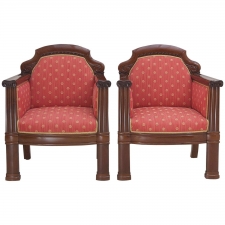 Pair of Danish Art Deco Club Chairs in Mahogany with Upholstery, circa 1920s