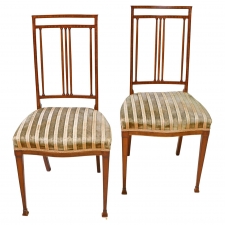 Pair of Antique English Aesthetic Movement Side Chairs with Upholstered Seats, circa 1880