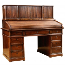 French Napoleon III Tambour Roll-Top Desk in Rosewood, circa 1860