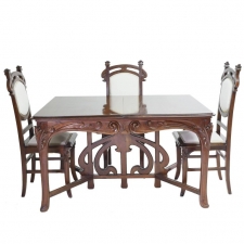 Art Nouveau Dining Suite with Six Chairs and Extension Table, France, circa 1900