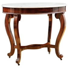 Side Table in Rosewood with White Marble, attributable to Meeks & Sons, NY, c. 1850