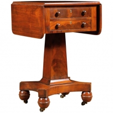 Antique American Empire Side Table with Pedestal Base in Mahogany c. 1840