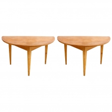 Pair of Swedish Demi-Lune Tables with Faux Bois Finish, c. 1790