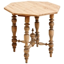 Octagonal Farm Table with Turned Legs and Pine Top