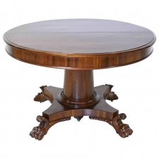 Round Empire Center-Pedestal Dining Table with Four Extension Leaves, circa 1830