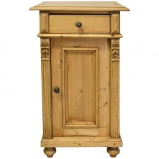 Pine Nightstand with Carved Appliques & Fluted Pilasters, Germany, circa 1870