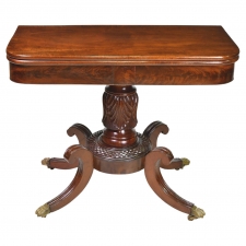American Federal Games/Card Table with Tobacco Leaf Carvings, Baltimore, circa 1820