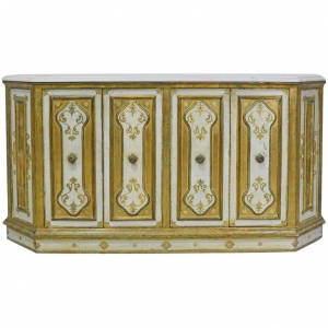 Early 20th Century Venetian Style Console with Gold Leaf & White Marble Top