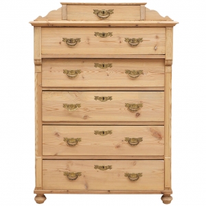 Tall Swedish Chest in Pine with Six Drawers, circa 1870