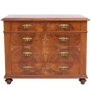 Figured and Burled Walnut Chest of Drawers, circa 1880