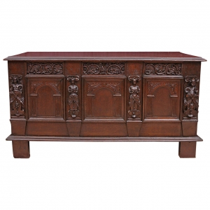 Neo-Renaissance Oak Blanket Chest