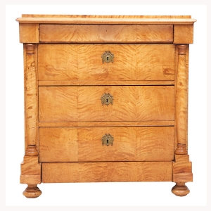 Small Biedermeier Commode or Chest with Five Drawers in Birch