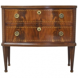 Chest of Drawers in Mahogany with Marquetry Inlays, Denmark, circa 1820