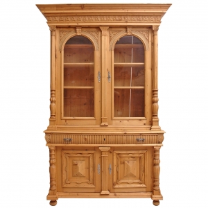Large Pine Belle Époque Bookcase or Cupboard from Bohemia