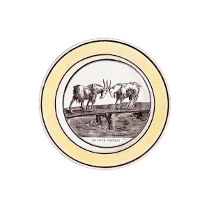 Pair of French Faience Plates Depicting La Fontaine Fables, c.1800