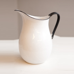White Enameled Pitcher