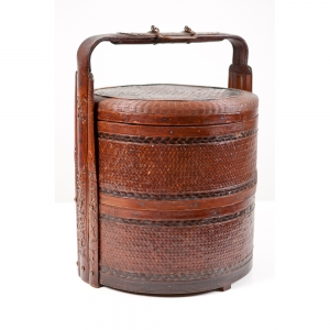 19th Century Chinese Wedding or Betrothal Baske in Woven Rattan