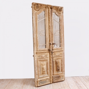French Belle Epoque Wooden Doors in Original Paint, c. 1880