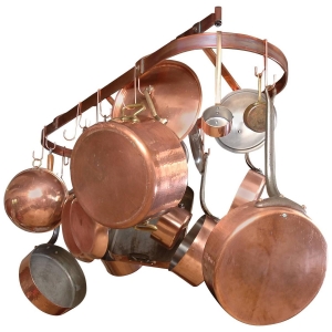 French E.Dehillerin Cuprinox Professional Cookware and Eclume Pot Rack