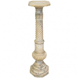 French Napoleon III Alabaster Column Pedestal, circa 1860