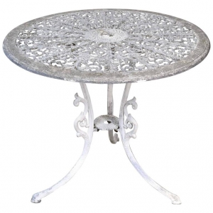 Scandinavian Vintage Garden/Bistro Table in Painted Metal with Round Top & Tripod Base