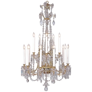 Fifteen-Light Neoclassical Cut Glass and Crystal Chandelier