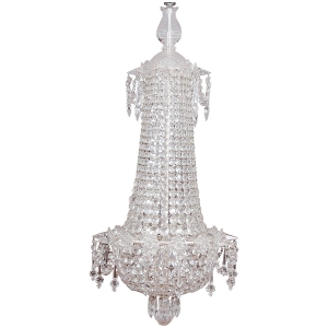 Art Deco Bag and Tent Cut-Crystal Chandelier with Chrome Frame