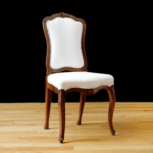 Pair of Dutch Belle Epoque Chairs in Walnut with Upholstered Seat & Back, circa 1900