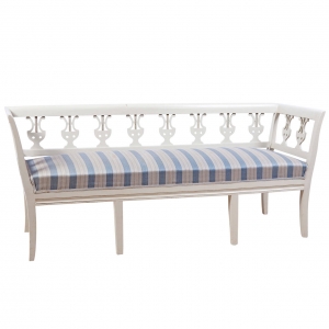 Painted Swedish Bench with Fretwork Urn Silhouettes