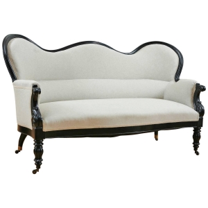 French Napoleon III Sofa in Ebonized Wood, c. 1870