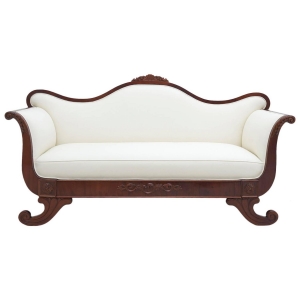 Scandinavian Empire or Early Biedermeier Sofa with Mahogany Frame and Upholstery